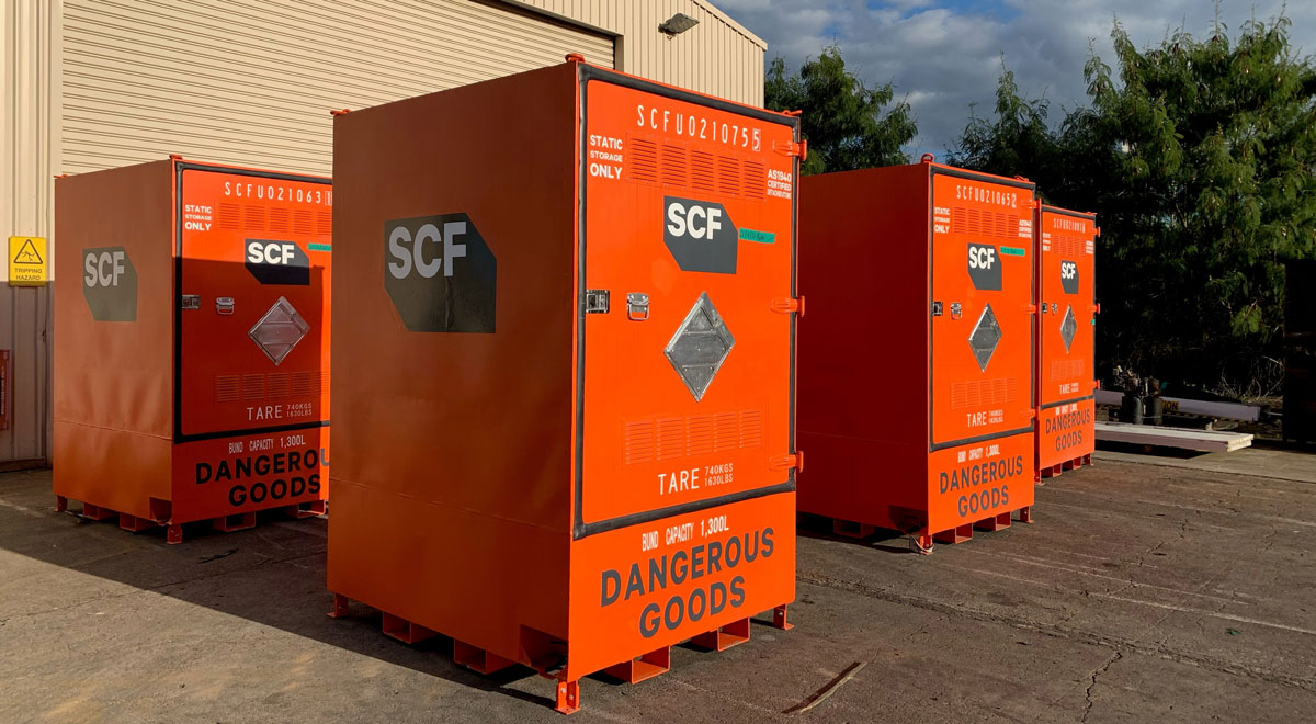 Chemical Storage Cabinets (1PW) outside in the sun