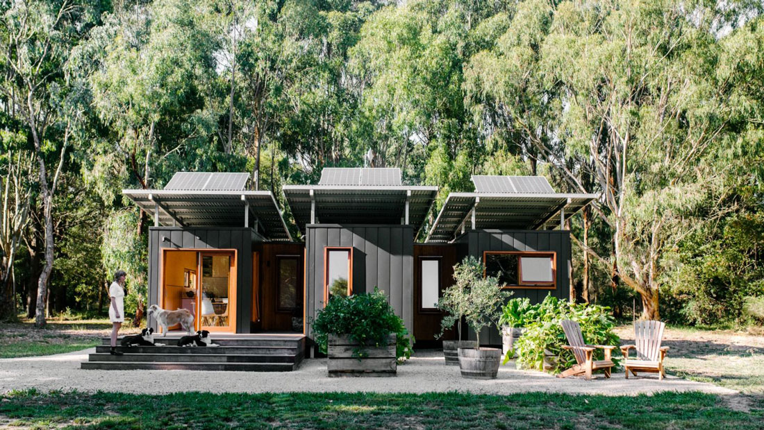 The three container home in the Gippsland blends in seamlessly with the natural surroundings. Source: AirBnB