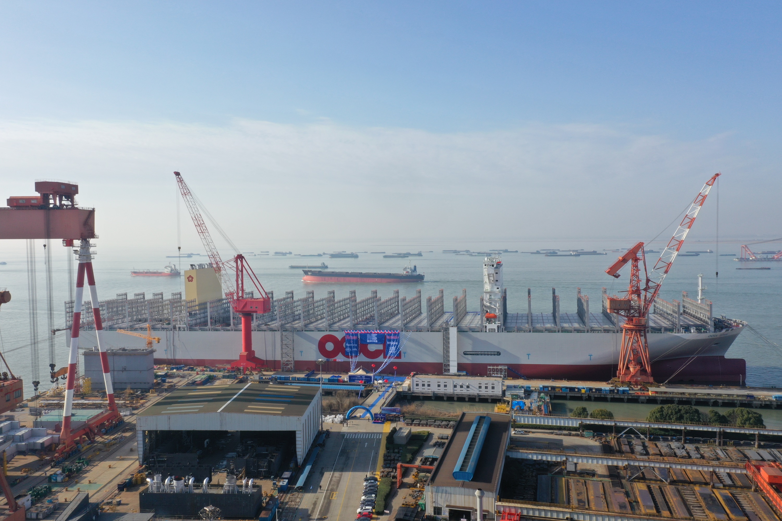 The OOCL Spain at Nantong Port. Source: OOCL.