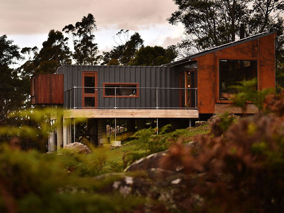 The Trig, a container home in Mt Arthus, Tasmania. Source: The Trig