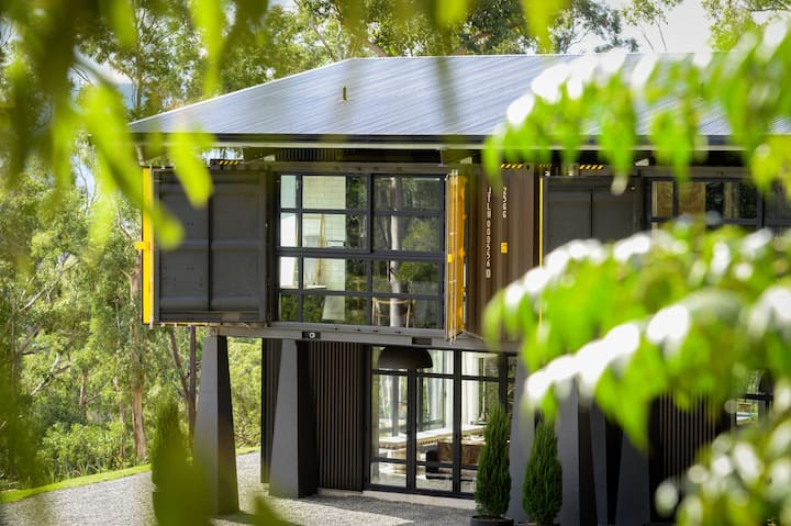 Double stack shipping containers to create a multi-story granny flat. Source: AirBnB, New South Wales, Australia.