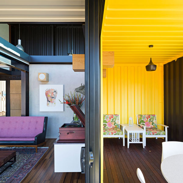 The inside of a container home in Queensland.