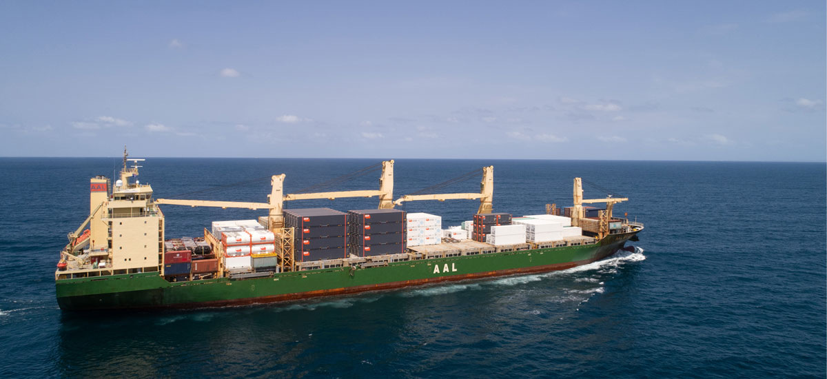 A ship delivering new build SCF containers to Australia