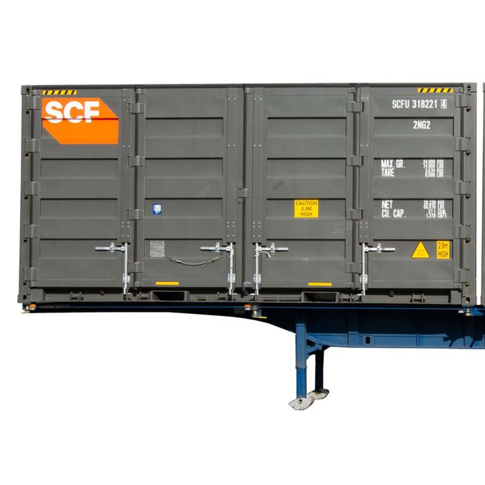 SCF Skel with 20ft Side Door Container - Front