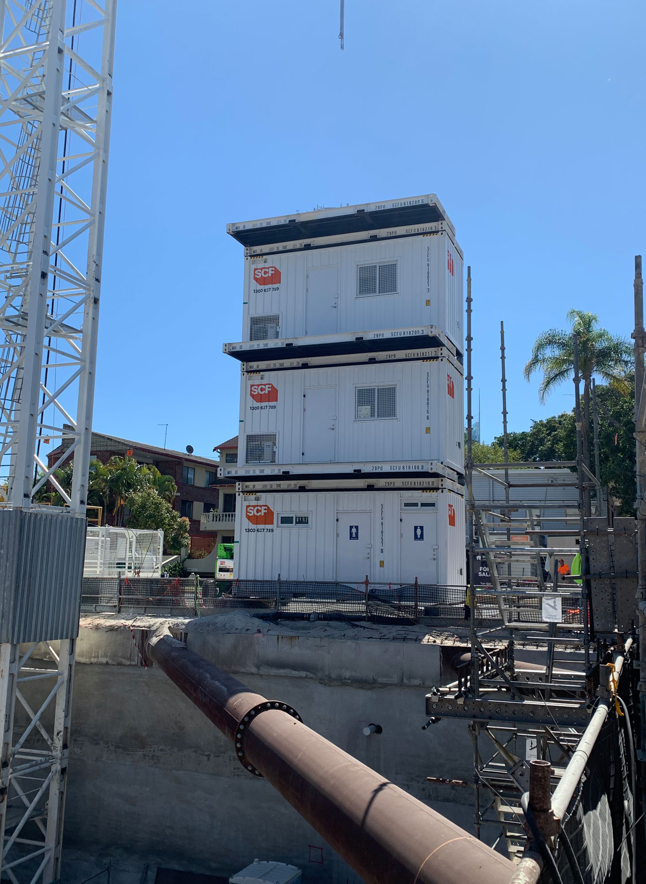 Stage 1 Install - The completed triple stack in place from inside the yard.