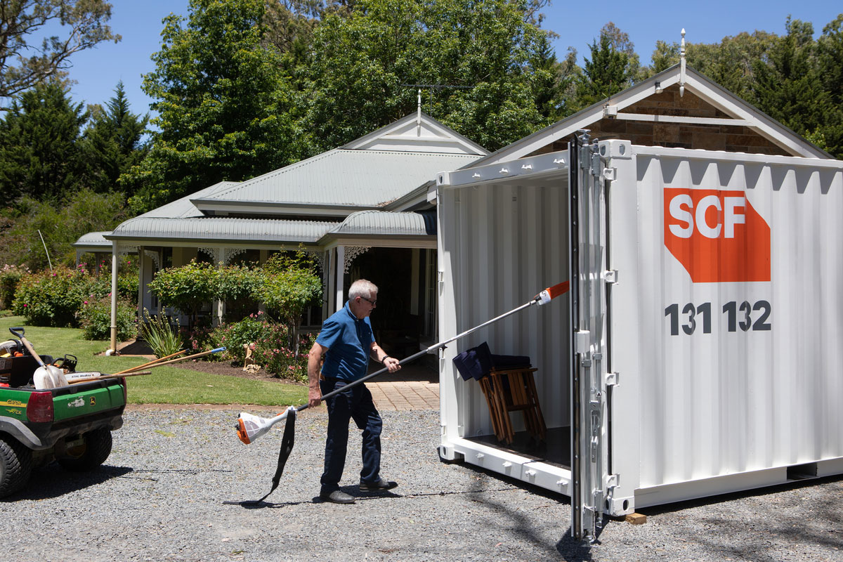 A container can quickly double as a shed